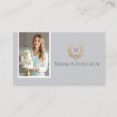 Elegant Luxury Home Baker Floral Crest Monogram  名刺 (正面)