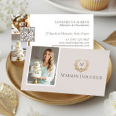 Elegant Luxury Home Baker Floral Crest Monogram 名刺