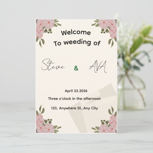 Elegant Luxury Minimal Wedding Invitation 招待状 (スタンド正面)