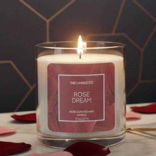 Elegant Luxury Modern Abstract Red Candle スクエアシール