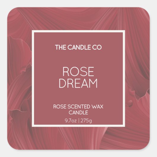 Elegant Luxury Modern Abstract Red Candle スクエアシール (正面)