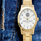 Elegant Luxury  Monogram Letters Couple's Names 腕時計