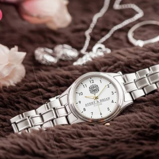 Elegant Luxury Monogram Letters Couple's Names 腕時計