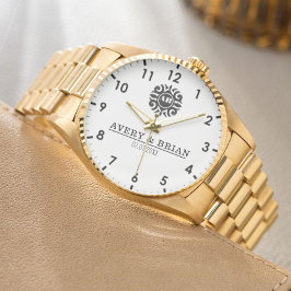 Elegant Luxury  Monogram Letters Couple's Names 腕時計