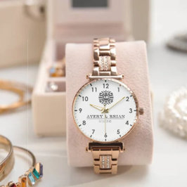 Elegant Luxury  Monogram Letters Couple's Names 腕時計