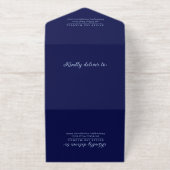 Elegant Luxury Navy Blue and Gold Marble Wedding オールインワン招待状 (外側)