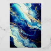 Elegant Luxury Navy Blue and Gold Marble Wedding 箔招待状 (裏面)