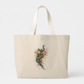 Elegant Luxury Peacock Floral Illustration  ラージトートバッグ (裏面)