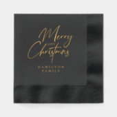 Elegant Luxury Personalized Merry Christmas Script 箔ナプキン (正面)