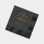 Elegant Luxury Personalized Merry Christmas Script 箔ナプキン (左)