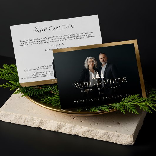 Elegant Luxury Real Estate Modern Gold Black Happy シーズンカード