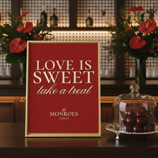 Elegant Luxury Red Love is Sweet Wedding Dessert ポスター
