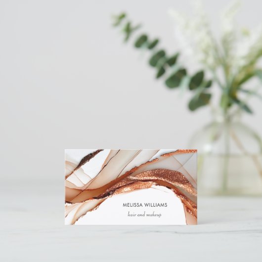 Elegant Luxury Rose Gold 3D Abstract | QR Code 名刺 (スタンド正面)