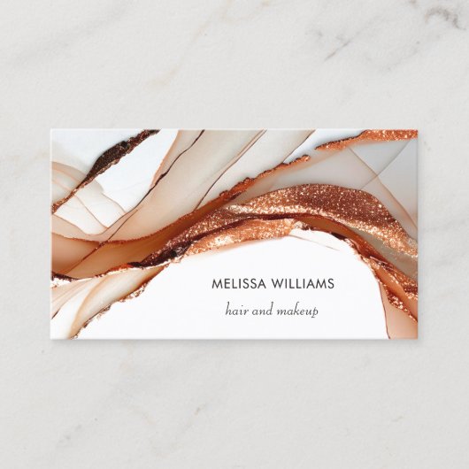 Elegant Luxury Rose Gold 3D Abstract | QR Code 名刺 (正面)