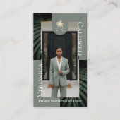 Elegant Luxury Tropical Palm Tree Monogram Photo 名刺 (正面)