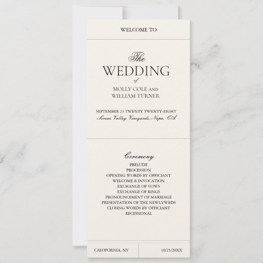Elegant Luxury Vintage Classic Wedding Programme (正面)