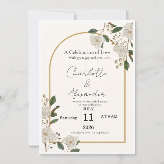 Elegant Luxury Wedding Invitation Template | エディタ 招待状 (正面)