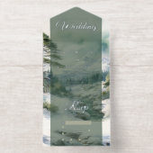 Elegant Luxury Winter Mountain Estate Wedding Foil オールインワン招待状 (内側)