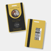 Elegant M Gold Black Work Office Identification ID バッジ (正面&裏面)