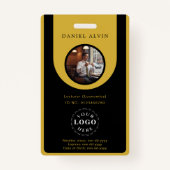 Elegant M Gold Black Work Office Identification ID バッジ (正面)