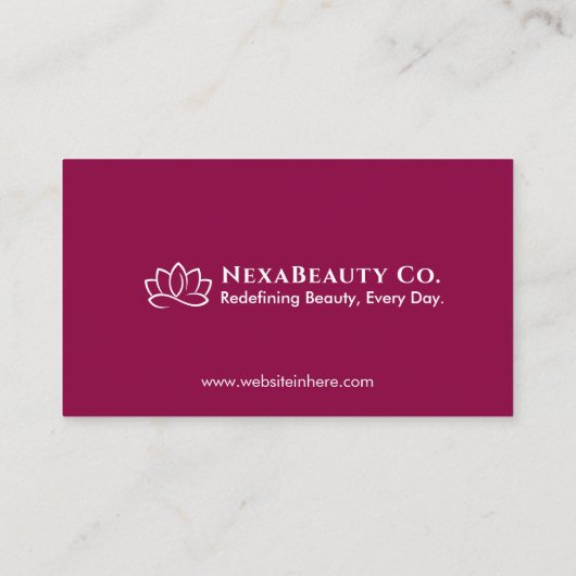 Elegant Magenta Beauty Cosmetics Esthetician 名刺 (裏面)