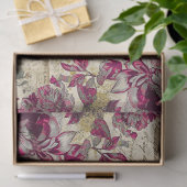 Elegant Magenta Floral Antique Decoupage Print 薄葉紙 (ギフト)