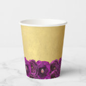 Elegant Magenta Pink Rose Floral Gold Bat Mitzvah 紙コップ (裏面)