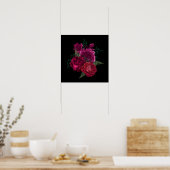 Elegant Magenta Rose Floral Bouquet ポスター (キッチン)