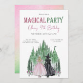 Elegant magical party girl Birthday  招待状 (正面/裏面)