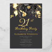 Elegant Magnolia Adult 21st Birthday Party Gold  箔招待状 (正面)