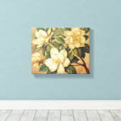 Elegant Magnolia Blossoms Wall Art キャンバスプリント (インサイチュ (ウッドフロア))
