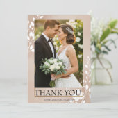 Elegant Magnolia Floral Photo Wedding サンキューカード (スタンド正面)