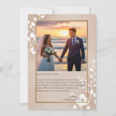 Elegant Magnolia Floral Photo Wedding サンキューカード (裏面)