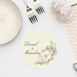 Elegant Magnolia Floral Wedding Coaster ラウンドペーパーコースター