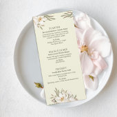 Elegant Magnolia Floral Wedding Menu Card メニュー