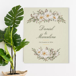 Elegant Magnolia Floral Wedding Poster ポスター