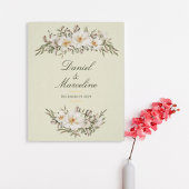 Elegant Magnolia Floral Wedding Poster ポスター