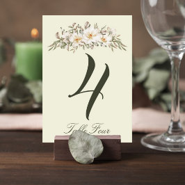 Elegant Magnolia Floral Wedding Table Number Card テーブルナンバー