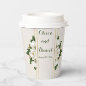 Elegant Magnolia & Gold Frame Wedding 紙コップ (裏面)