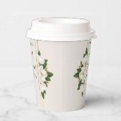 Elegant Magnolia & Gold Frame Wedding 紙コップ (右)