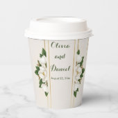 Elegant Magnolia & Gold Frame Wedding 紙コップ (正面)