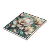 Elegant Magnolia Stained Glass Floral Mosaic Art タイル (側面)