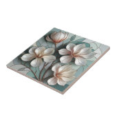 Elegant Magnolia Stained Glass Floral Mosaic Art タイル (側面)