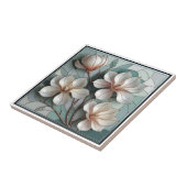 Elegant Magnolia Stained Glass Floral Mosaic Art タイル (側面)