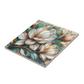 Elegant Magnolia Stained Glass Floral Mosaic Art タイル (側面)