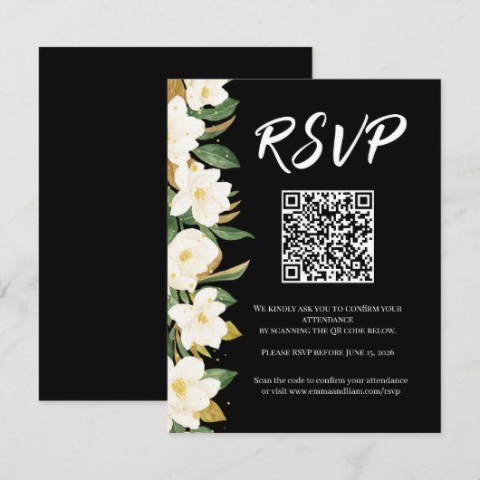 Elegant Magnolia Wedding RSVP (正面/裏面)