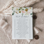 Elegant Magnolia Would She Rather Game<br><div class="desc">This elegant magnolia would she rather game is perfect for a modern classy wedding shower. The soft floral design features watercolor blush pink peonies, stunning white magnolia flowers and cotton with gold and green leaves in a luxurious arrangement. Personalize the back of the card with the name of the bride...</div>