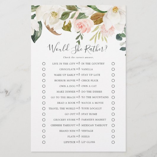 Elegant Magnolia Would She Rather Game チラシ (正面)