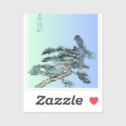 Elegant Magpie Bird Bonsai Aesthetic Sticker シール (シート)