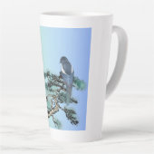 Elegant Magpie Bird Bonsai Latte Coffee Mug カフェラテマグ (右アングル)